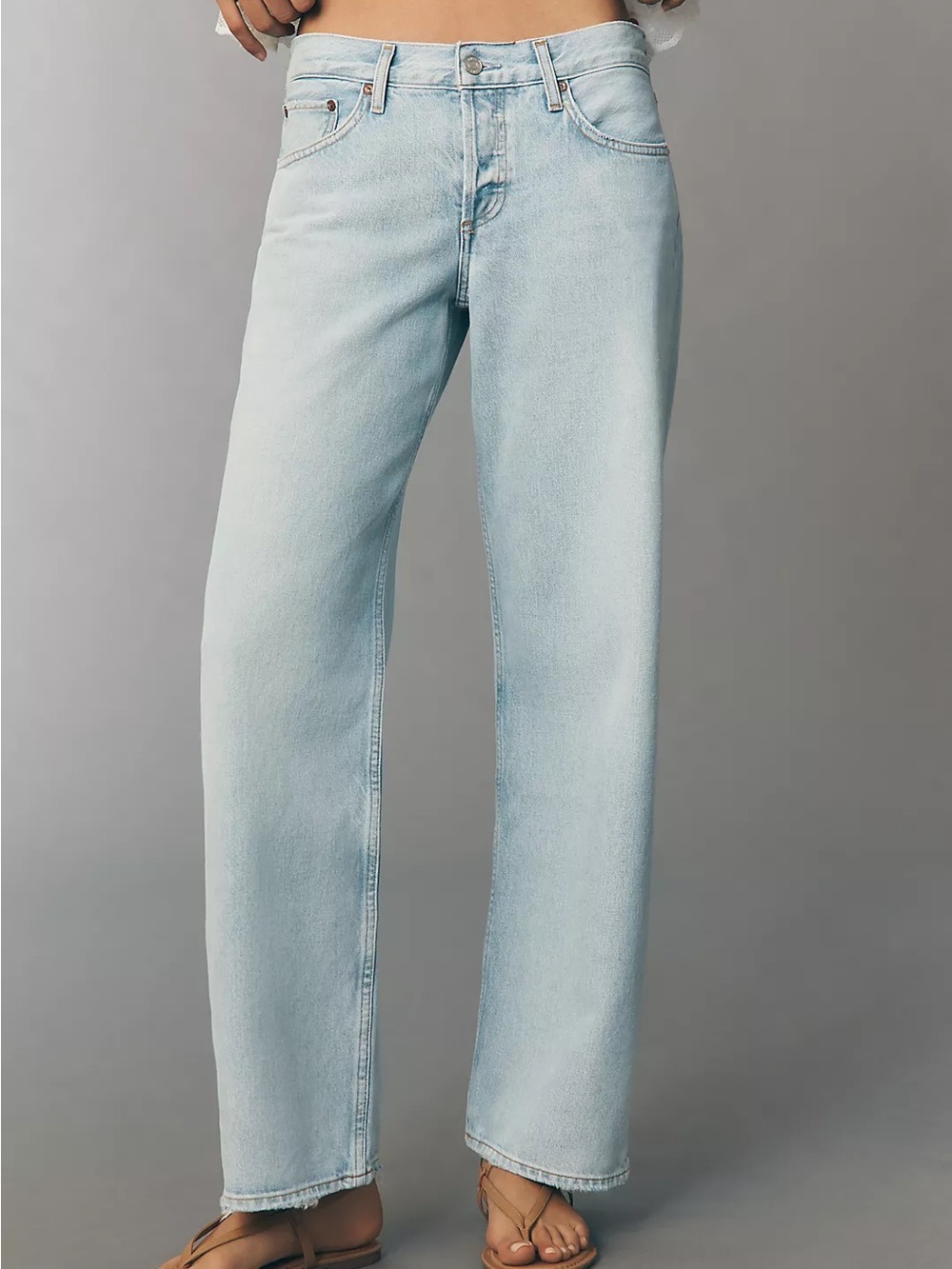 Agolde Straight Leg Jeans in Light Blue Wash